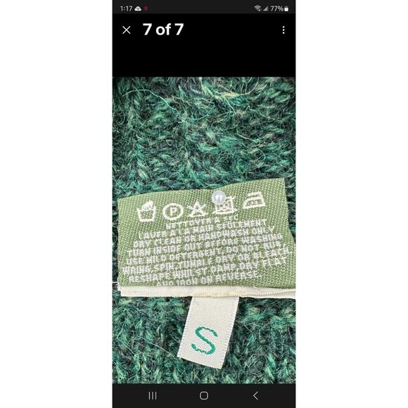 Carraig Donn Irish knitwear Cardigan Womens Green Wool Size Small Fisherman Flaw - Picture 7 of 11